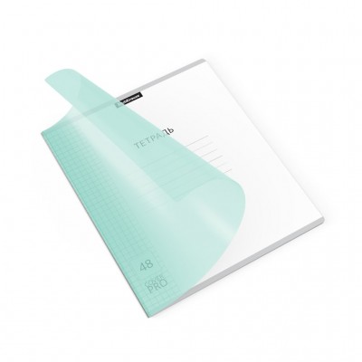 Тетрадь общая ученическая с пластиковой обложкой на скобе ErichKrause Классика CoverPrо Pastel, мятный, А5+, 48 листов, клетка