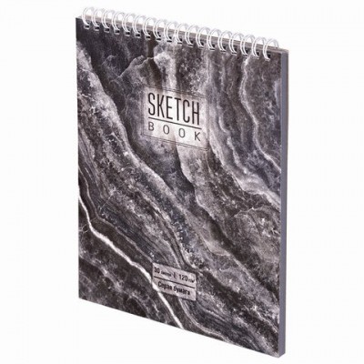 Скетчбук 30л А5 Гребень Серый мрамор (бумага серая 120 г/кв.м)