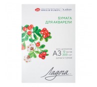 Папка с бумагой для акварели "Ладога", А3, 200 г/м2, 12 л