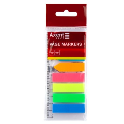 Стикеры-закладки пластиковые, 12х45 мм, 8 видов по 20 листов, неоновый микс