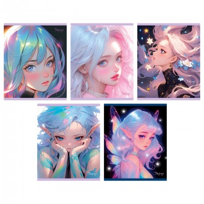 Тетрадь 48 листов, клетка, А5, ''Прекрасные эльфийки'' (в ассортименте)