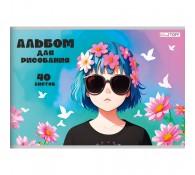 Альбом для рисования 40л ''Девочка в цветах''