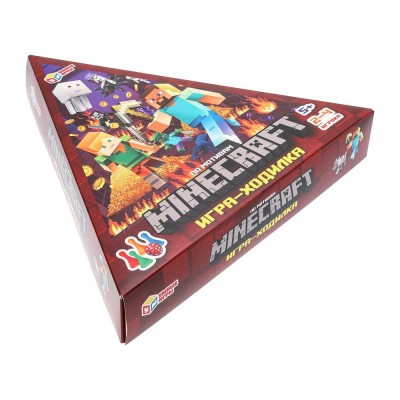 По мотивам Майнкрафт. Настольная игра-ходилка в треугольной коробке
