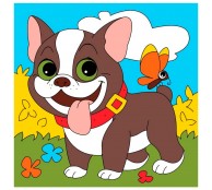 Холст с красками 15х15 см по номерам. РАДОСТНЫЙ ЩЕНОК