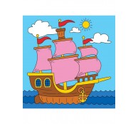 Холст с красками 15х15 см по номерам. ЧУДЕСНЫЙ КОРАБЛИК