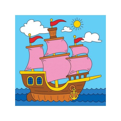 Холст с красками 15х15 см по номерам. ЧУДЕСНЫЙ КОРАБЛИК