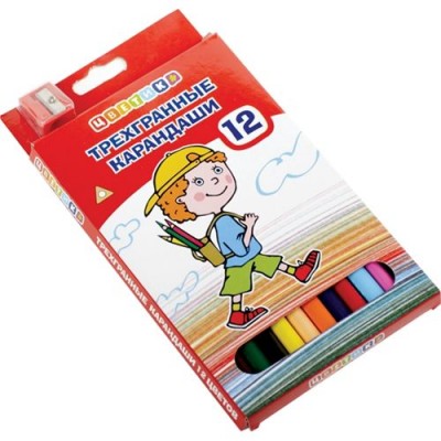 Цветные карандаши с точилкой ЦВЕТИК 12 цветов
