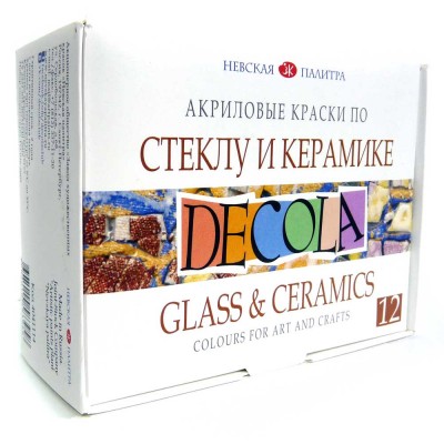 Набор красок по стеклу и керамике Decola 12 цв 20 мл
